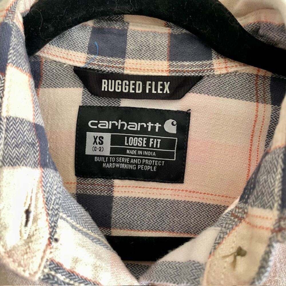 Carhartt Rugged Flex Plaid Woman's Shirt Top Blouse XS Loose Fit Cabincore - Picture 3 of 11